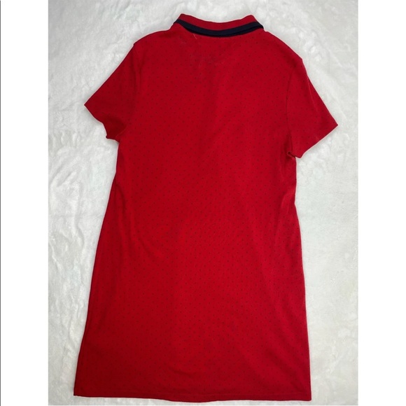 Tommy Hilfiger Shirt Dress Large Red Polka Dots Collared Polo Short Buttons - Picture 6 of 6
